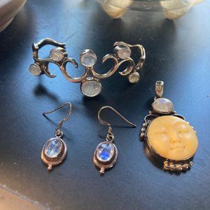June Birthstone Moonstones in Sterling Silver Set